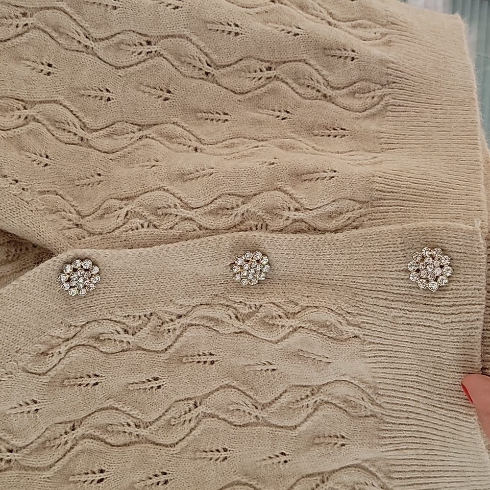 Papaya Sweater Vest V Neck Button Front Tan Sz L NWT - Picture 3 of 7